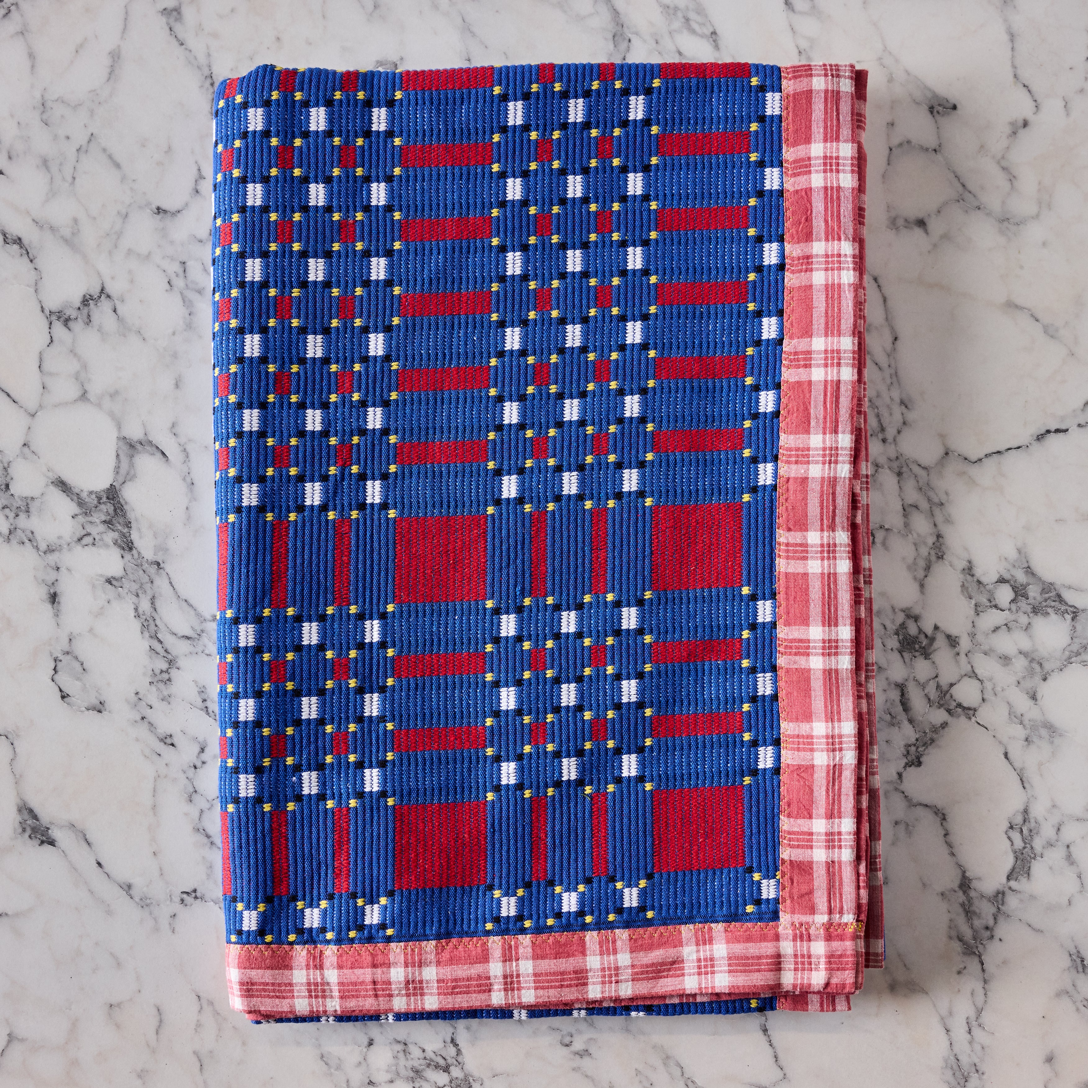 Cotton Jacquard Blanket in Read, Write & Blue