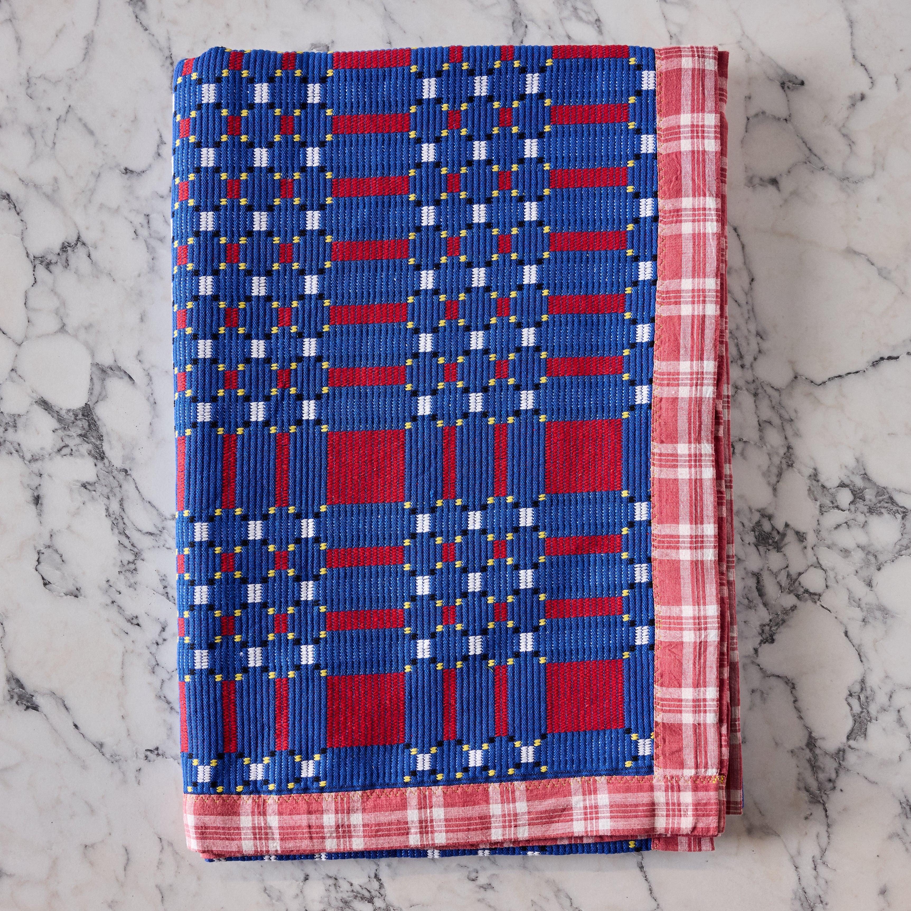 Cotton Jacquard Blanket in Read, Write & Blue