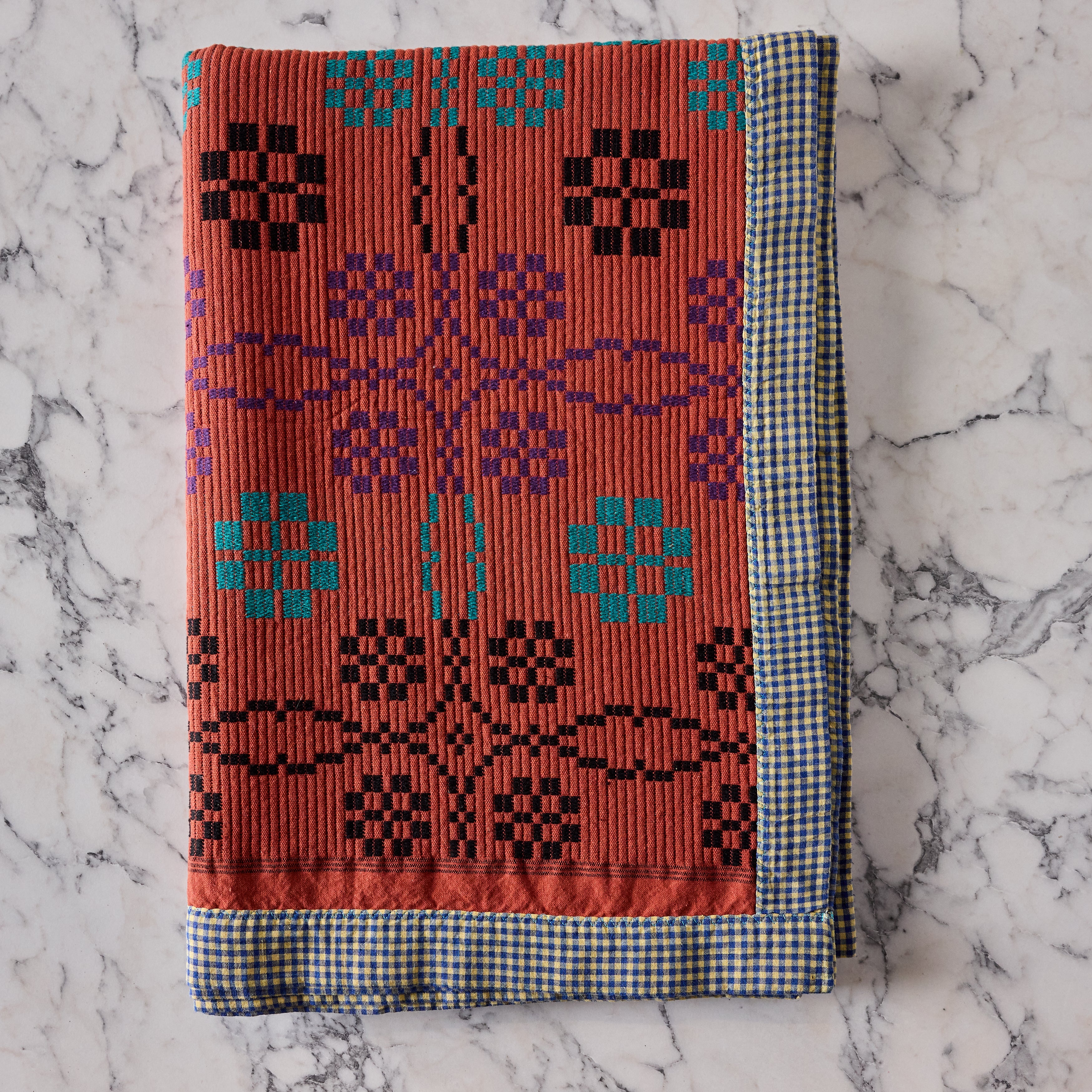 Cotton Jacquard Blanket in Persimmon Julip Crest