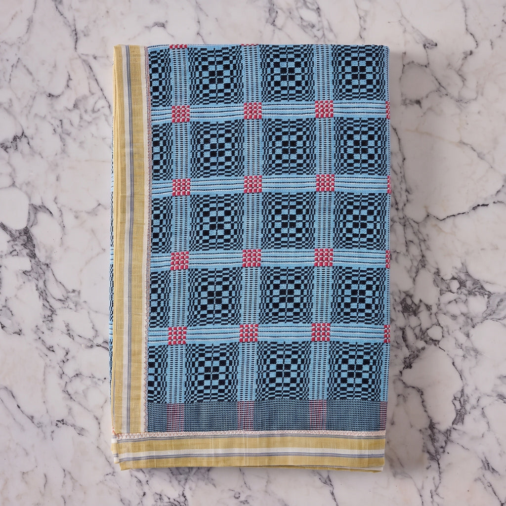 Cotton Jacquard Blanket in Sky Blue Cosmos