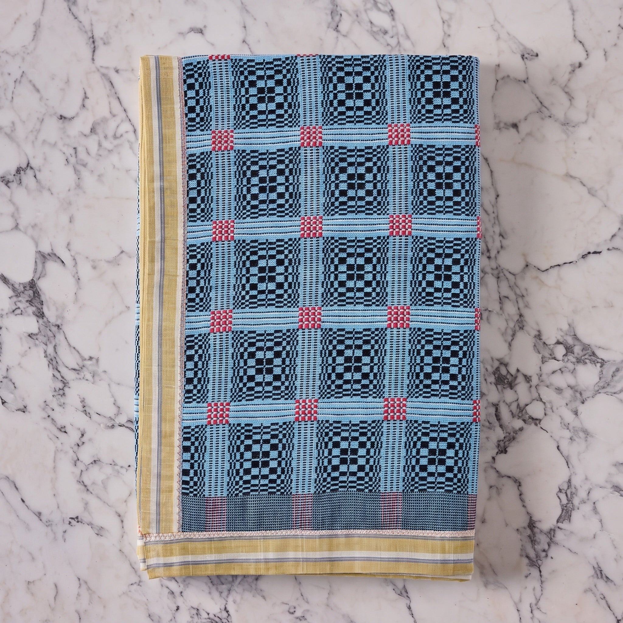 Cotton Jacquard Blanket in Sky Blue Cosmos