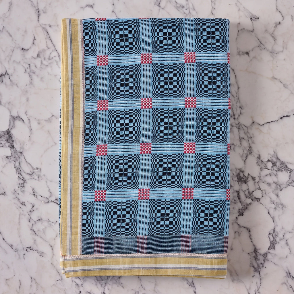 Cotton Jacquard Blanket in Sky Blue Cosmos