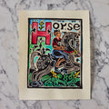 Original Hand-Colored Alphabet Block Print, Letter H