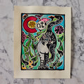 Original Hand-Colored Alphabet Block Print, Letter C