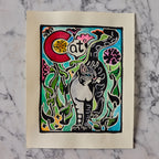 Original Hand-Colored Alphabet Block Print, Letter C