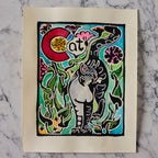 Original Hand-Colored Alphabet Block Print, Letter C