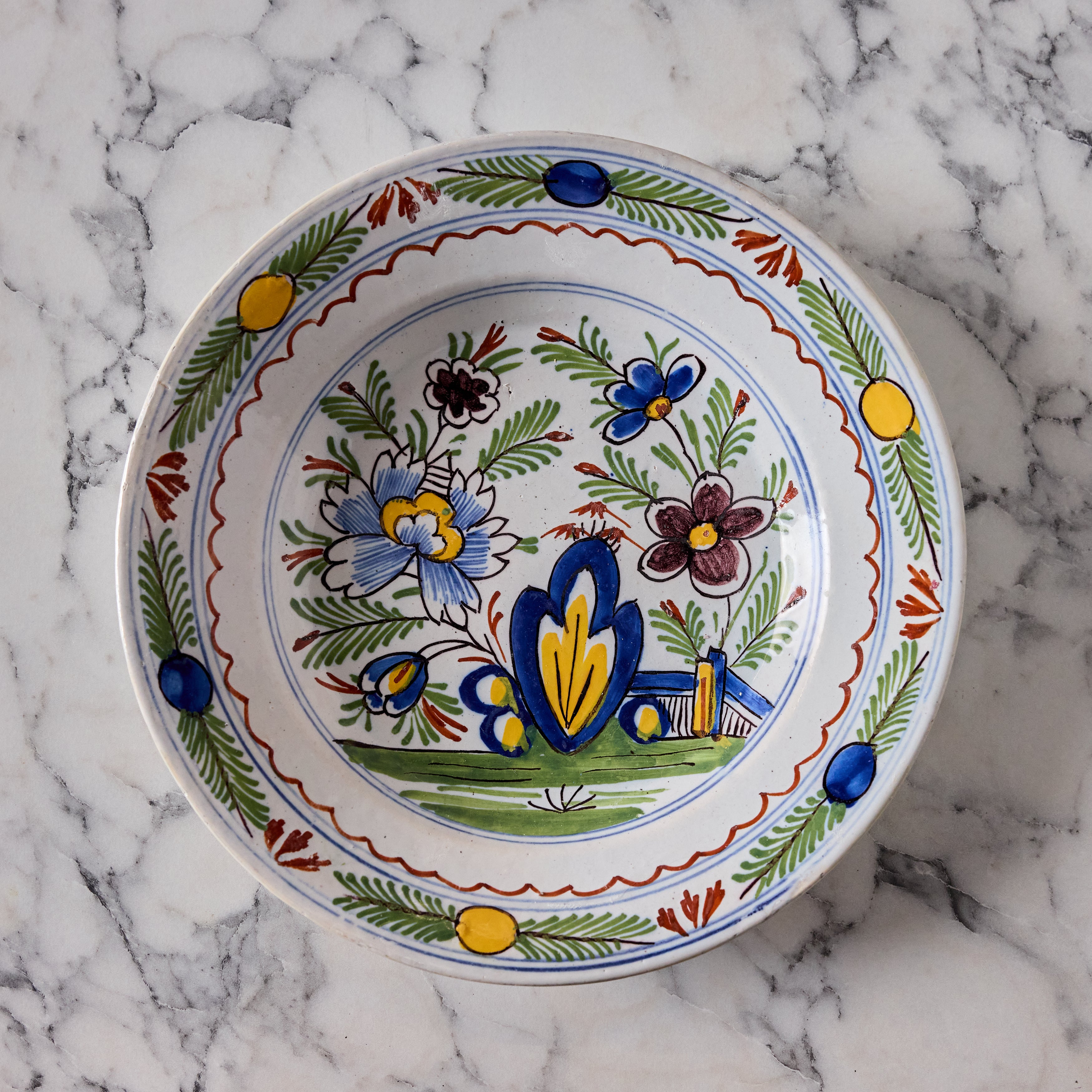 Early Nineteenth Century Hand Painted Delft Plate
