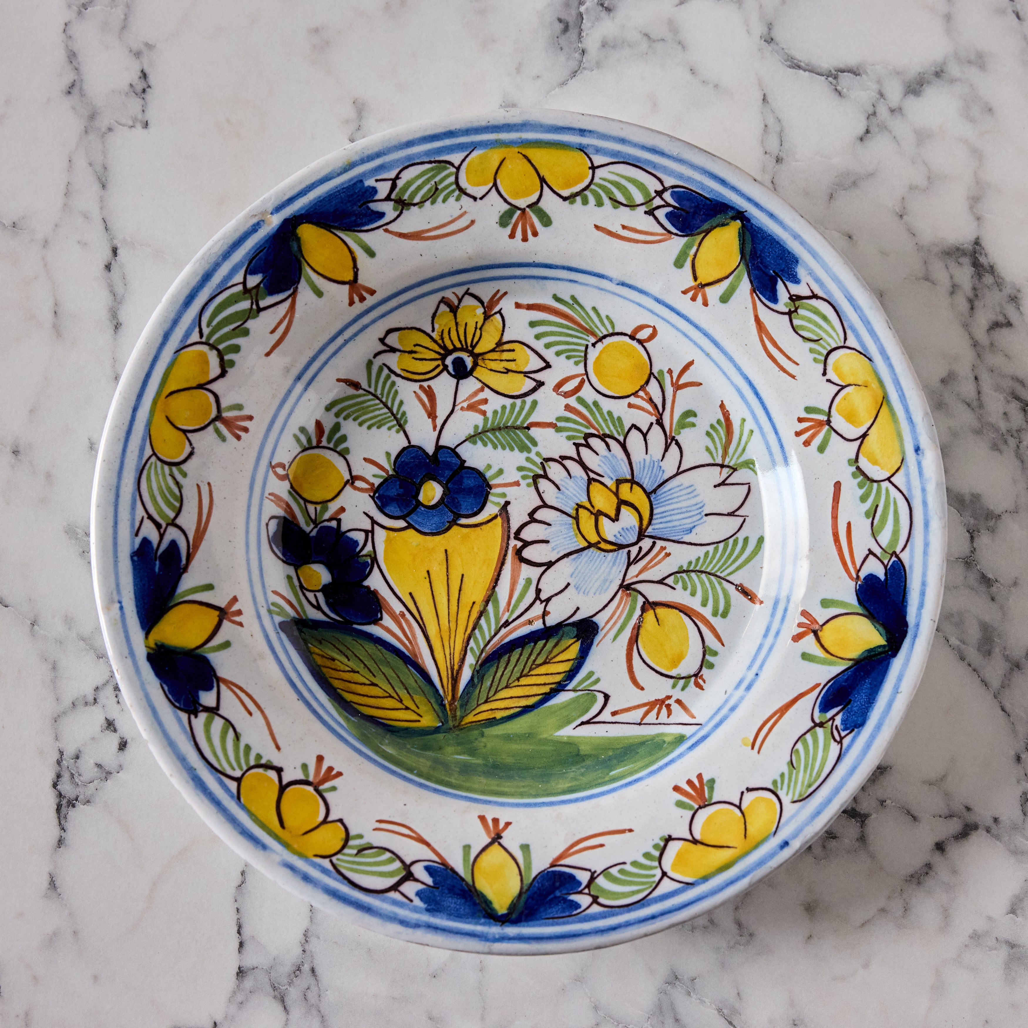 Early Nineteenth Century Hand Painted Delft Plate