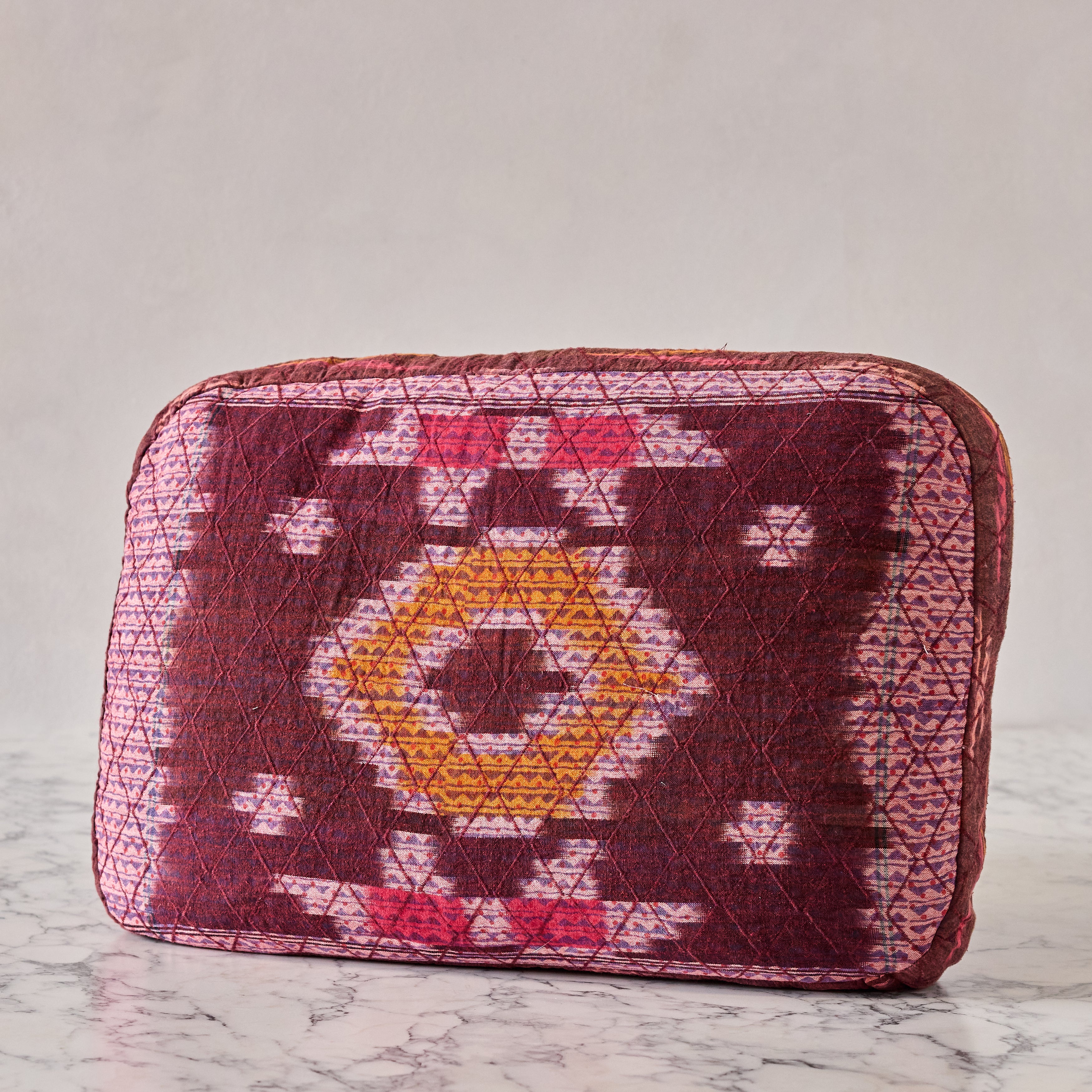 Handblocked Pillow in Rose Plum Spice, Rectangle