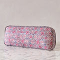 Hand-blocked Pillow in Raspberry Skye Stamp, Long Rectangle