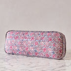 Hand-blocked Pillow in Raspberry Skye Stamp, Long Rectangle