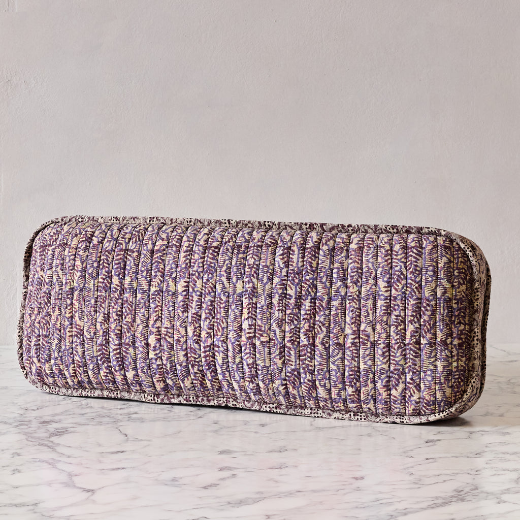Hand-blocked Pillow in Lavender Twilight Tulip, Long Rectangle
