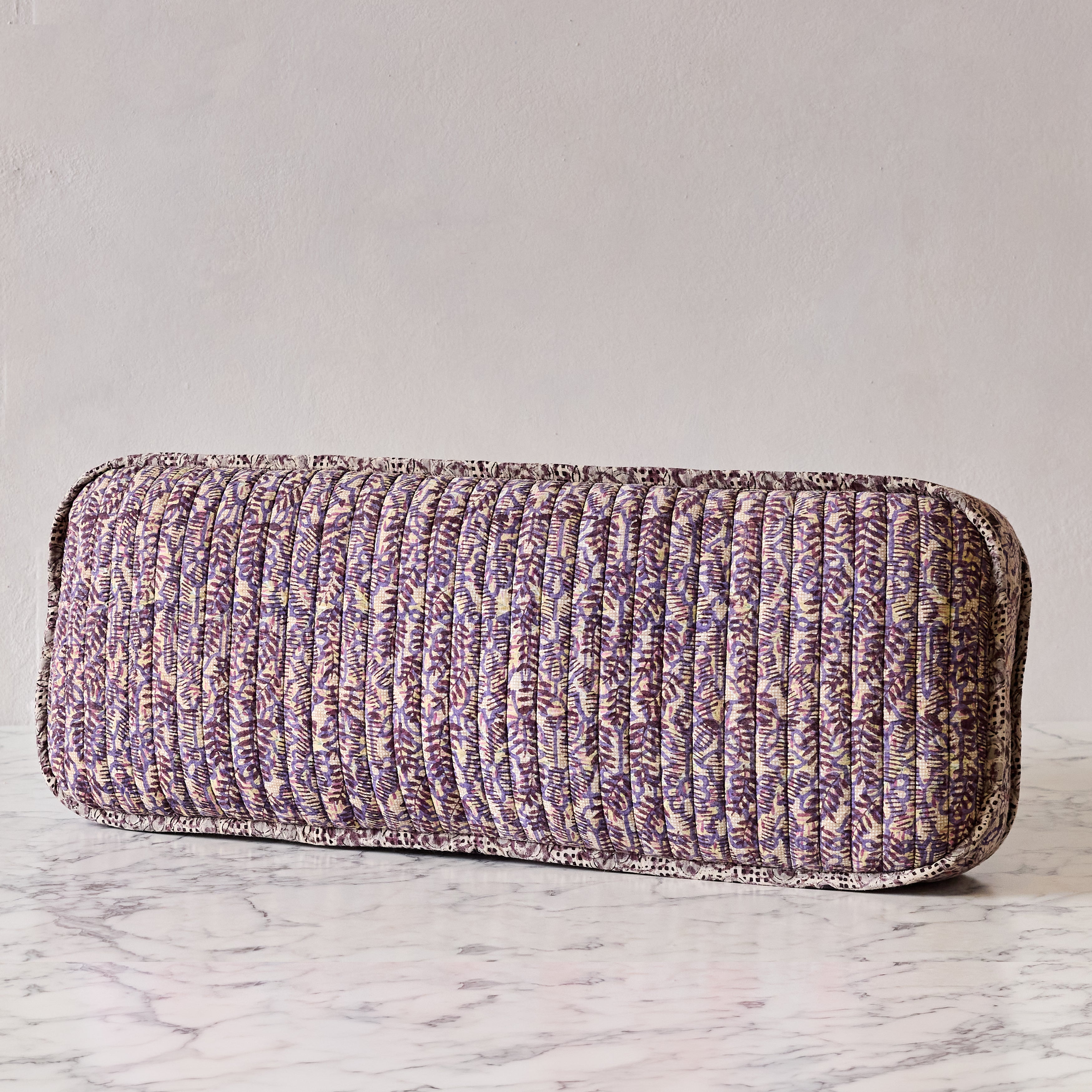 Hand-blocked Pillow in Lavender Twilight Tulip, Long Rectangle