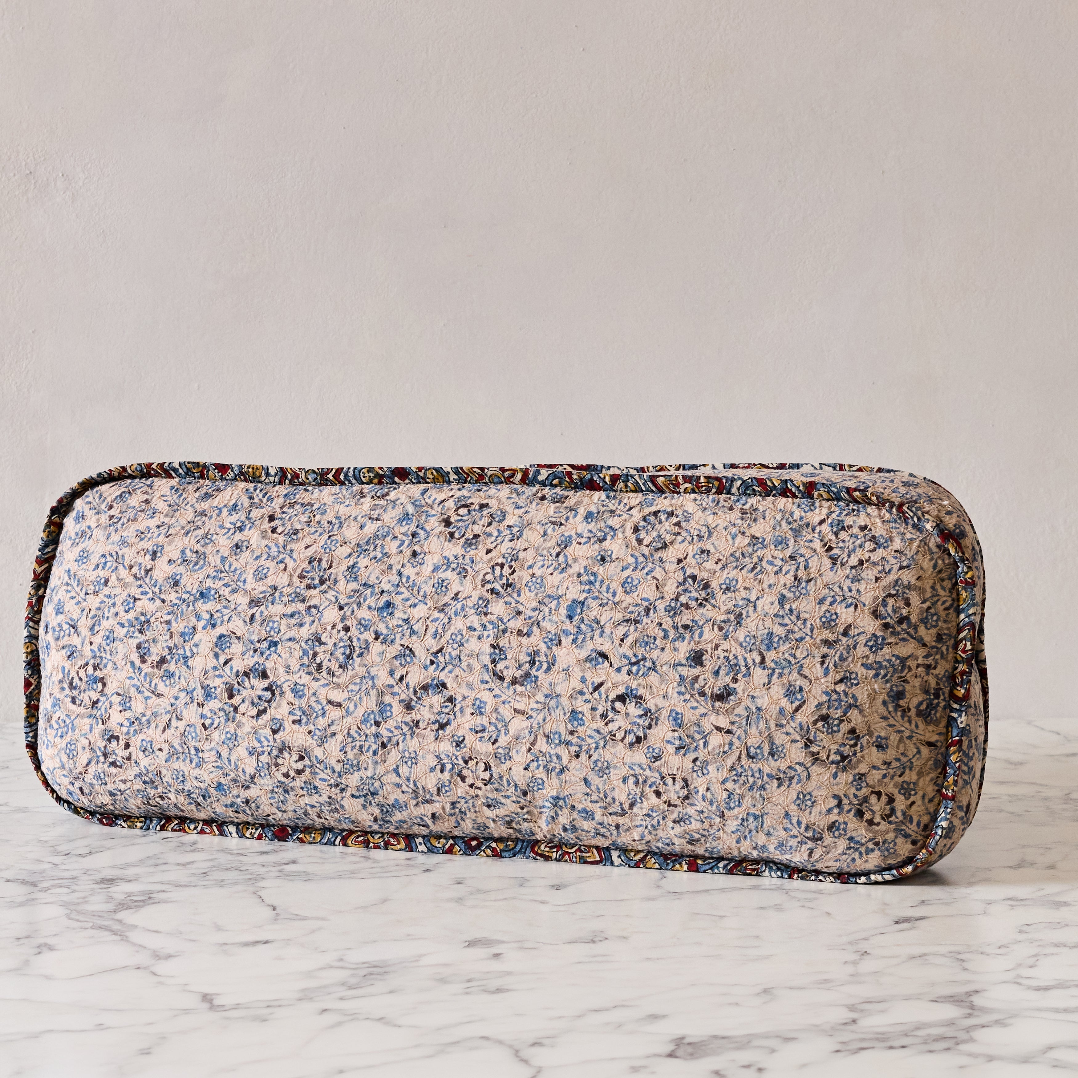 Hand-blocked Pillow in Petal Blossom Pink, Long Rectangle