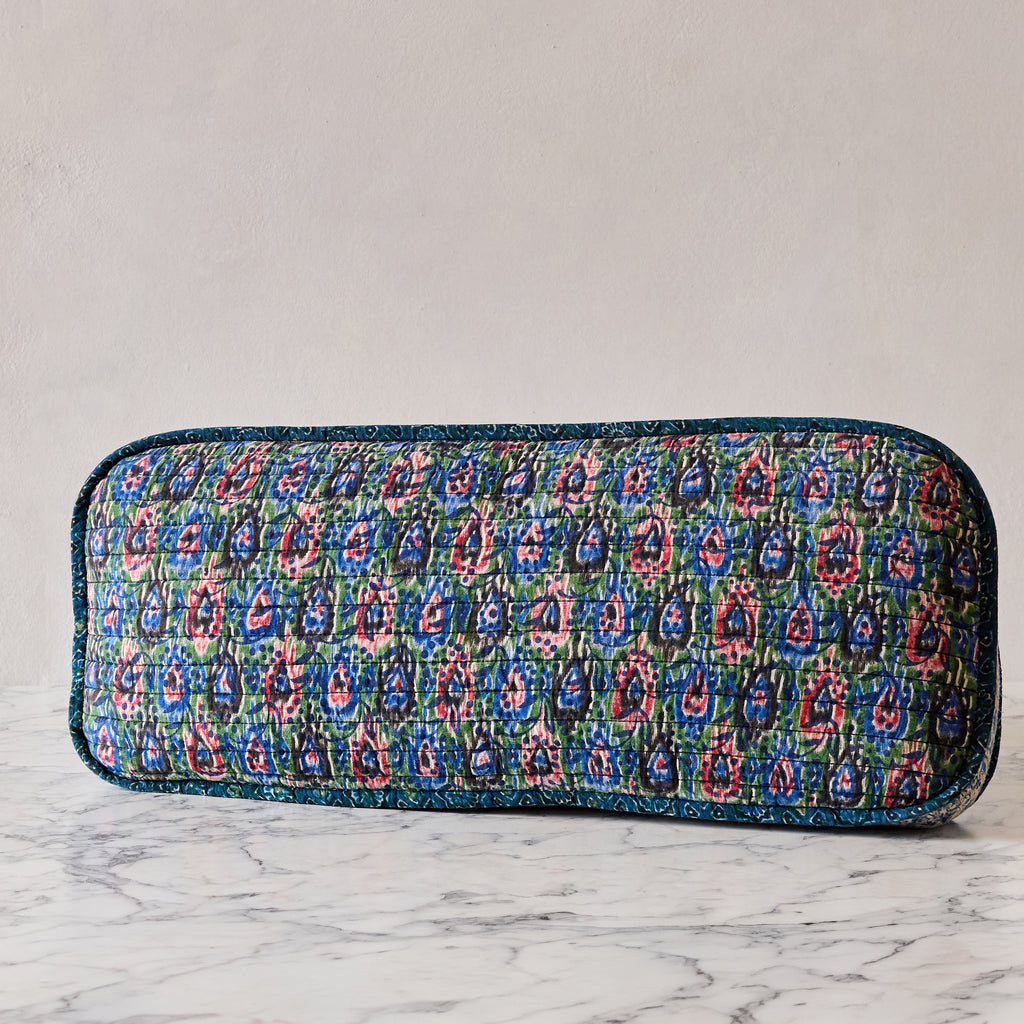 Hand-blocked Pillow in Seaglass Petal Delicious, Long Rectangle