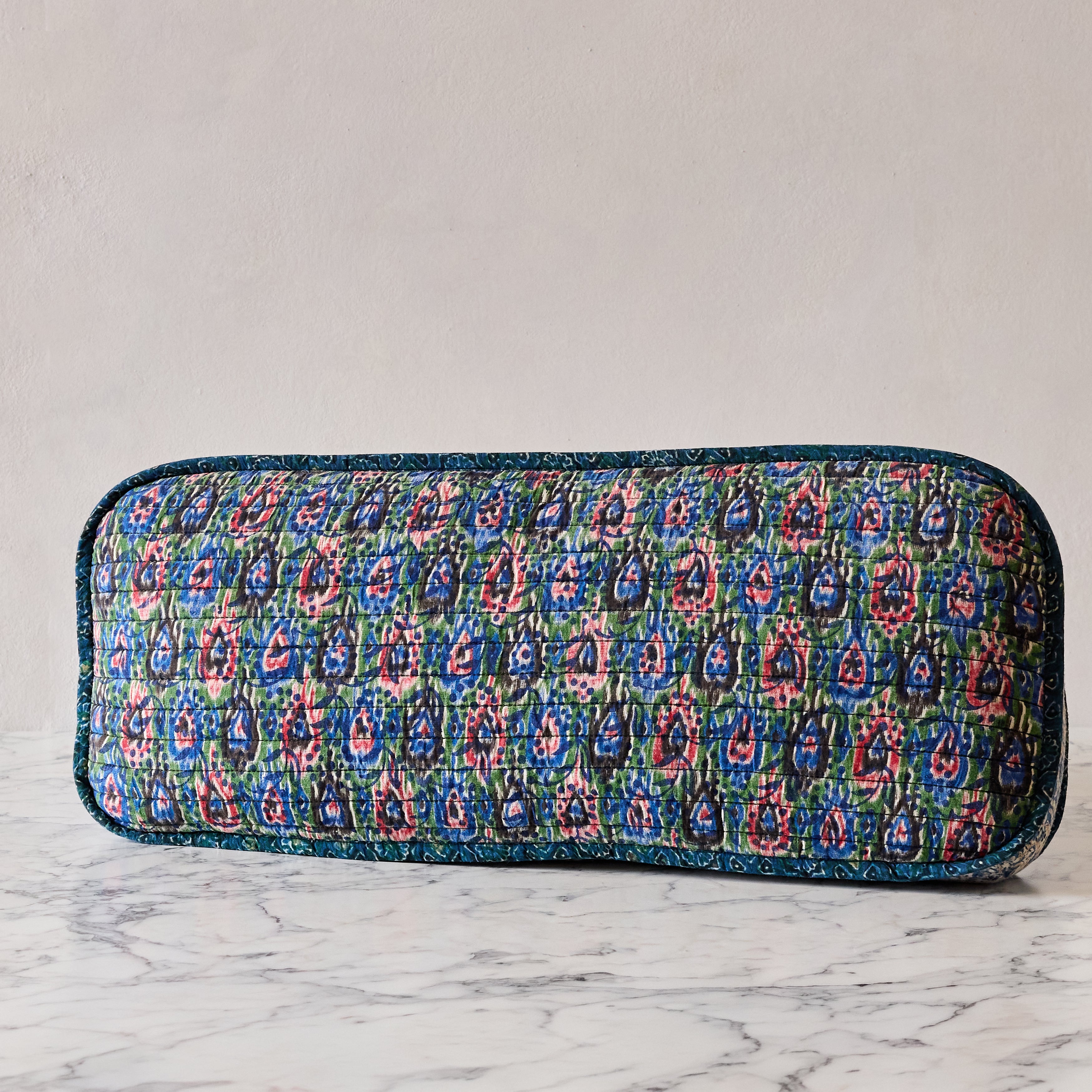 Hand-blocked Pillow in Seaglass Petal Delicious, Long Rectangle