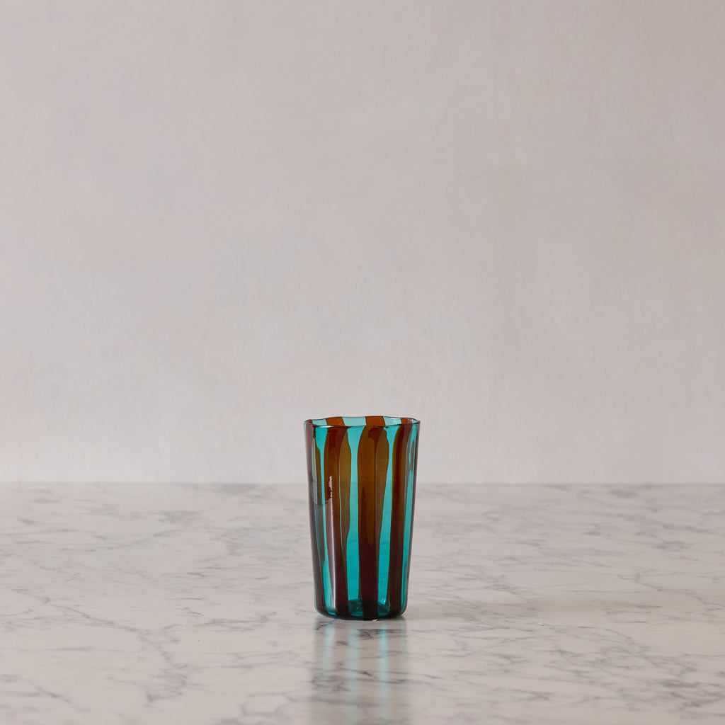 Tall Murano Glass Tumbler, Marine Green & Amber