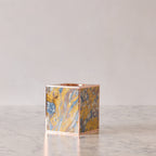 Marbled Tissue Box Cover, Ochre & Dusty Blue
