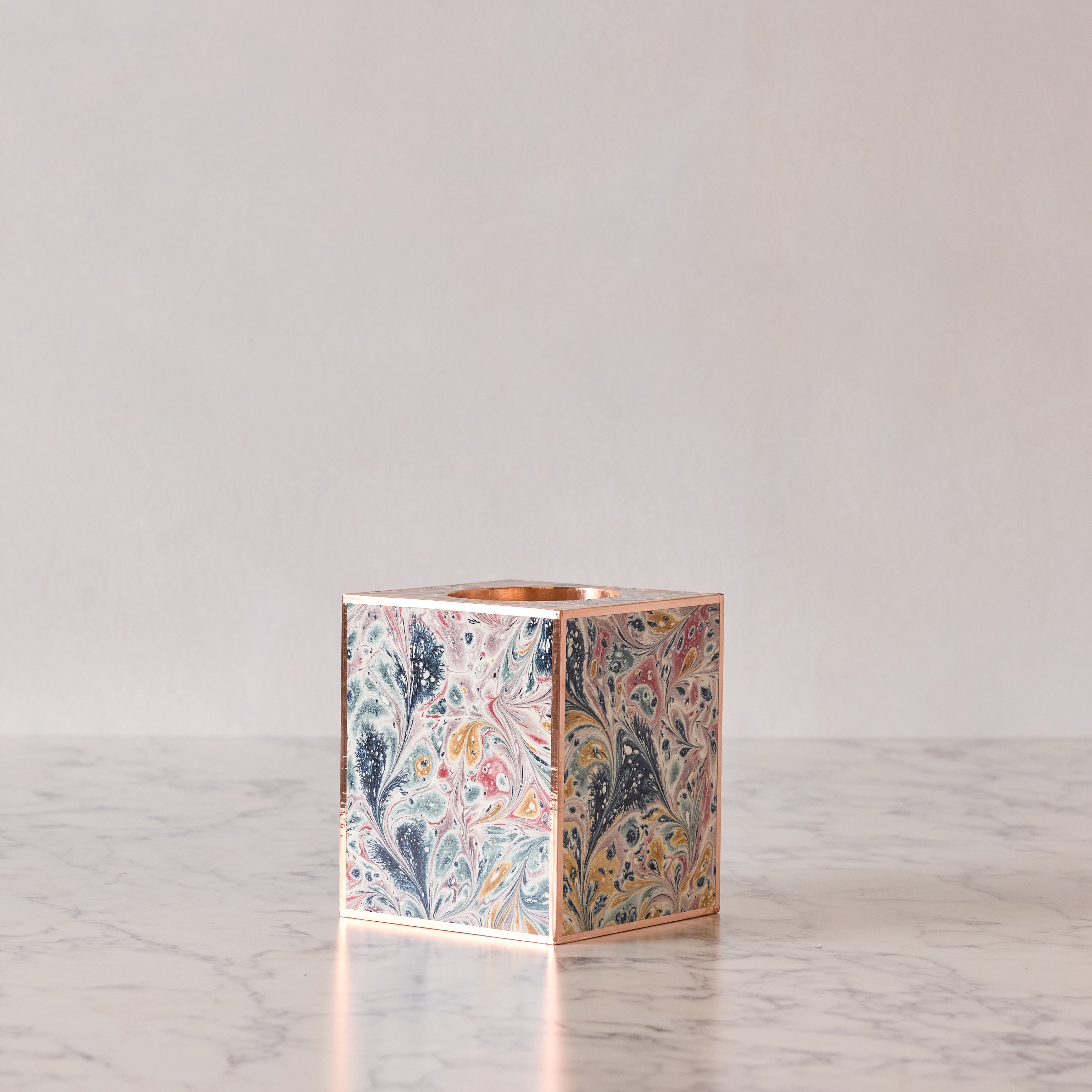 Marbled Tissue Box Cover, Petal & Blue