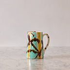 Pitcher in Striped Brushstroke Glaze, Brown, Green & Yellow