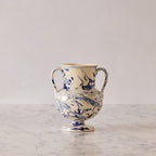 Apulian Amphora Vase in White with Blue Marble Glaze
