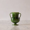 Apulian Amphora Vase in Green with Black Marble Glaze