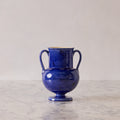 Apulian Amphora Vase in Blue with Black Marble Glaze
