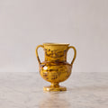 Apulian Amphora Vase in Yellow with Black Marble Glaze