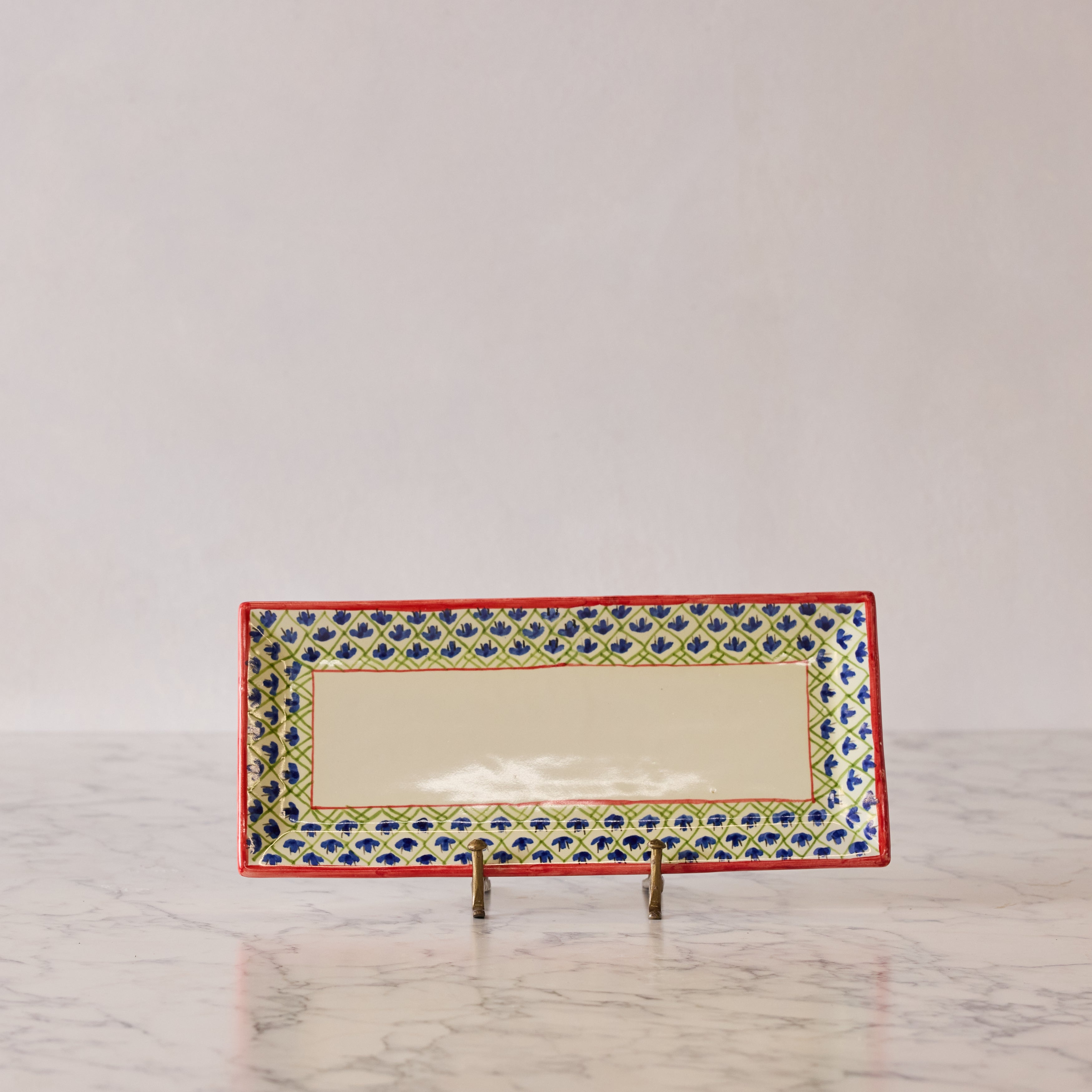 Spanish Earthenware Platter in Blue & Red