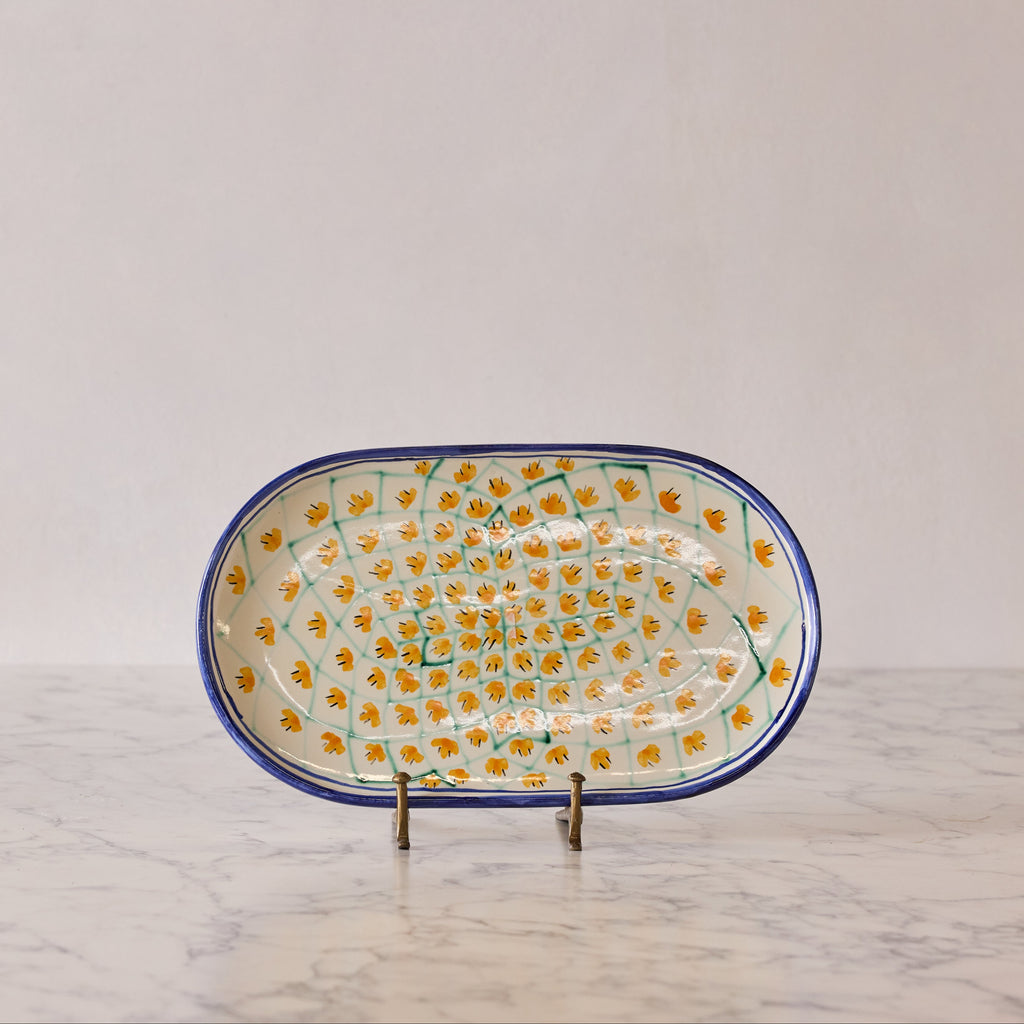 Spanish Earthenware Platter in Miel & Blue Vine