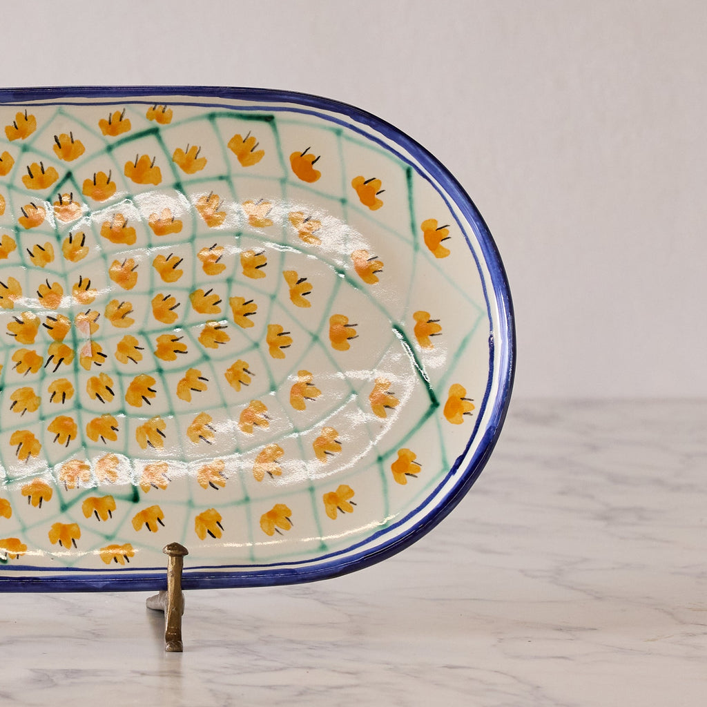 Spanish Earthenware Platter in Miel & Blue Vine