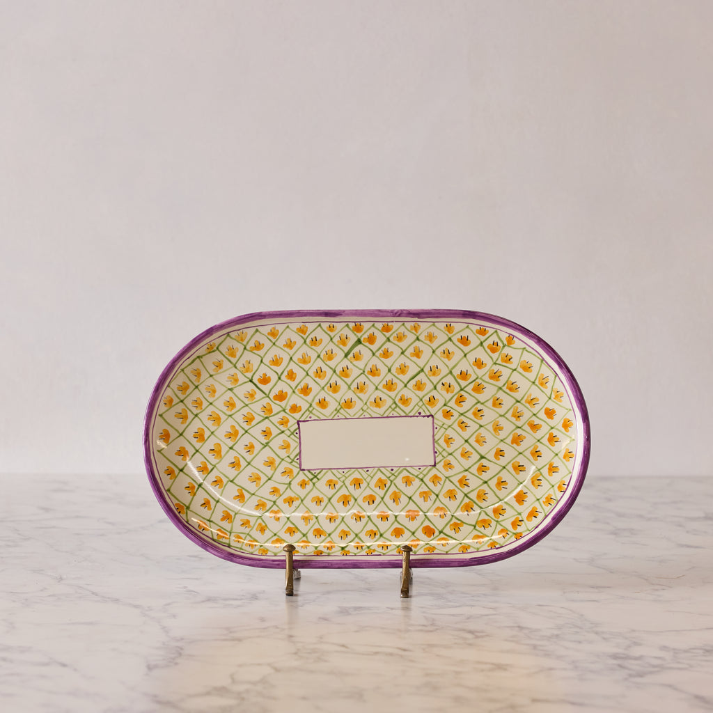 Spanish Earthenware Platter in Amethyst & Orange Vine