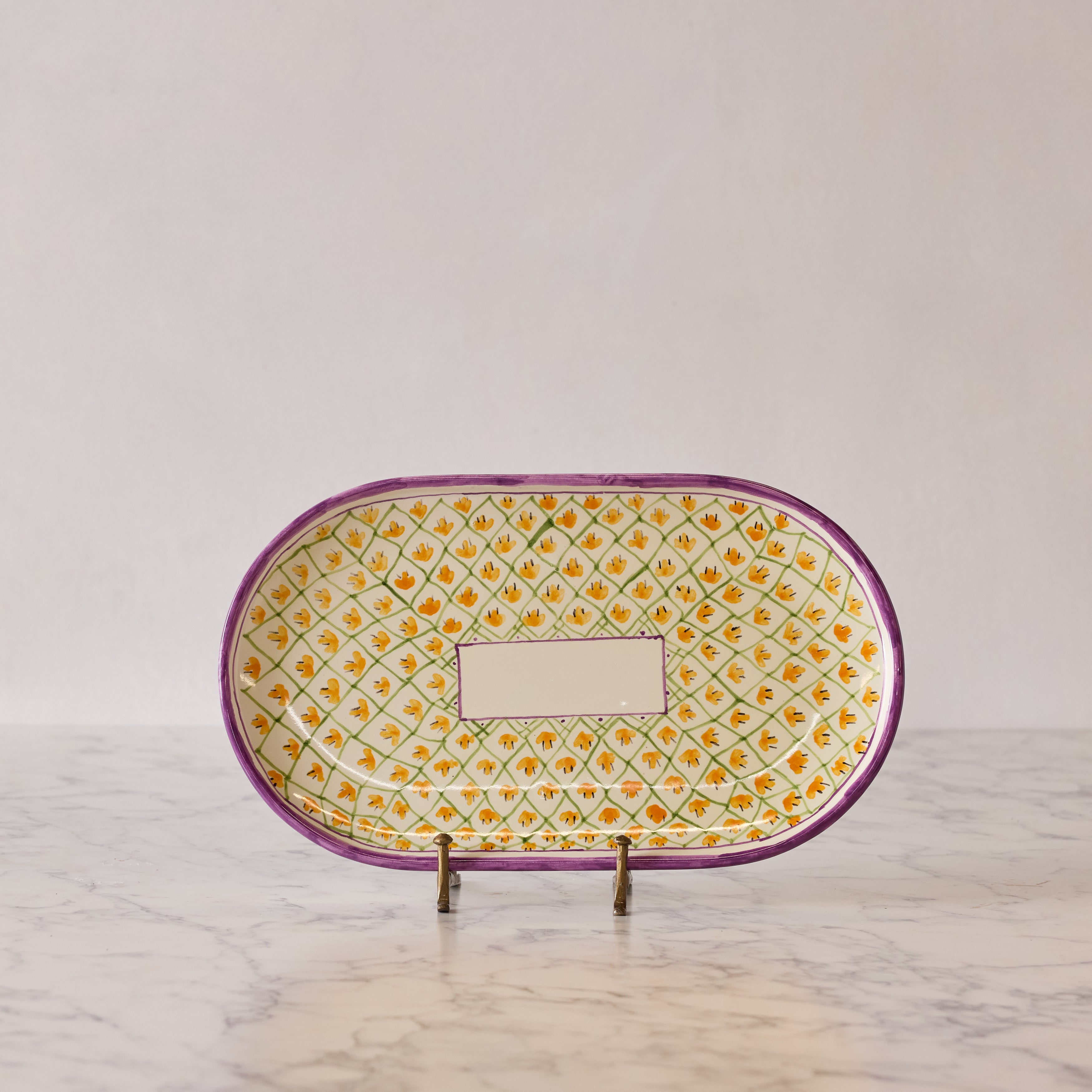 Spanish Earthenware Platter in Amethyst & Orange Vine