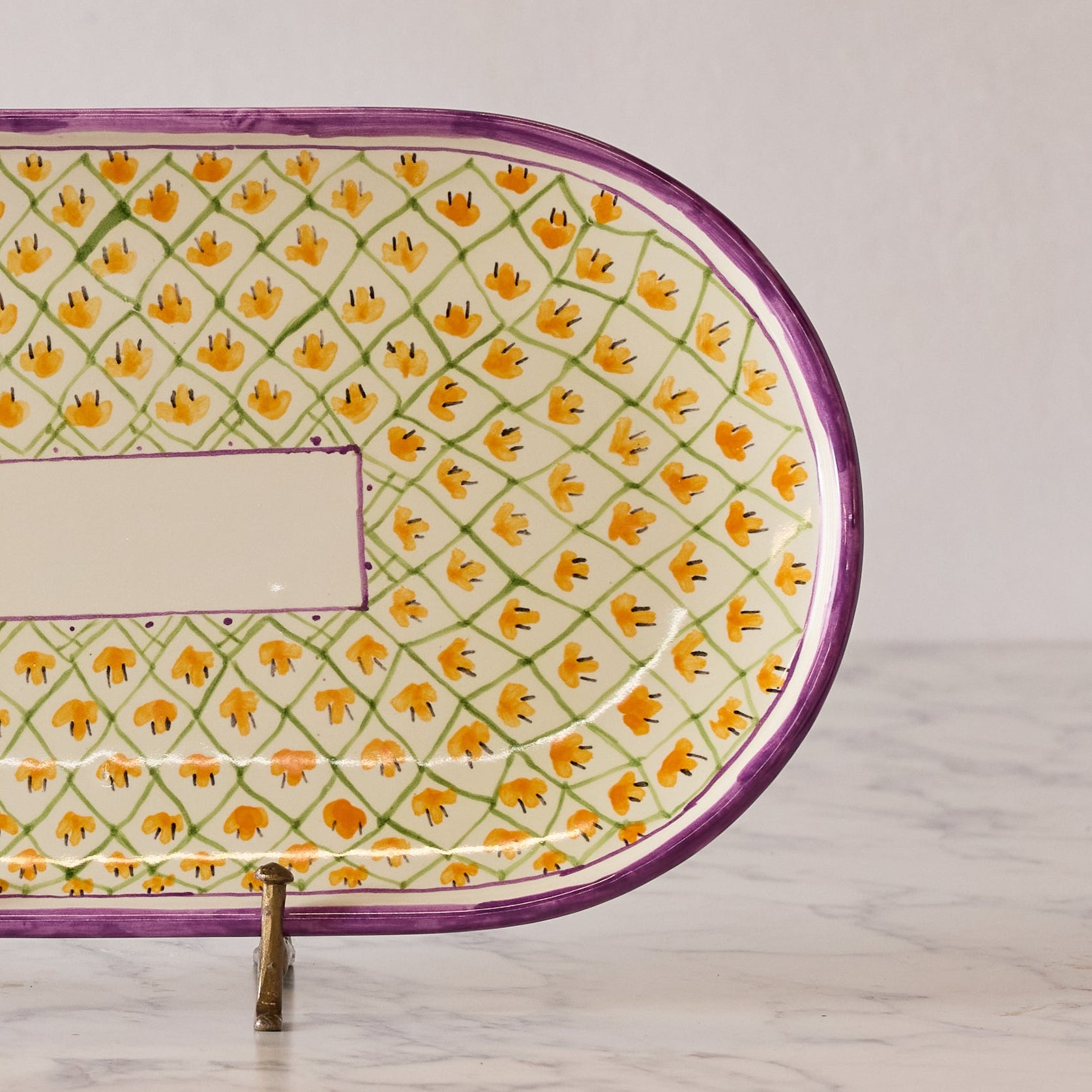 Spanish Earthenware Platter in Amethyst & Orange Vine