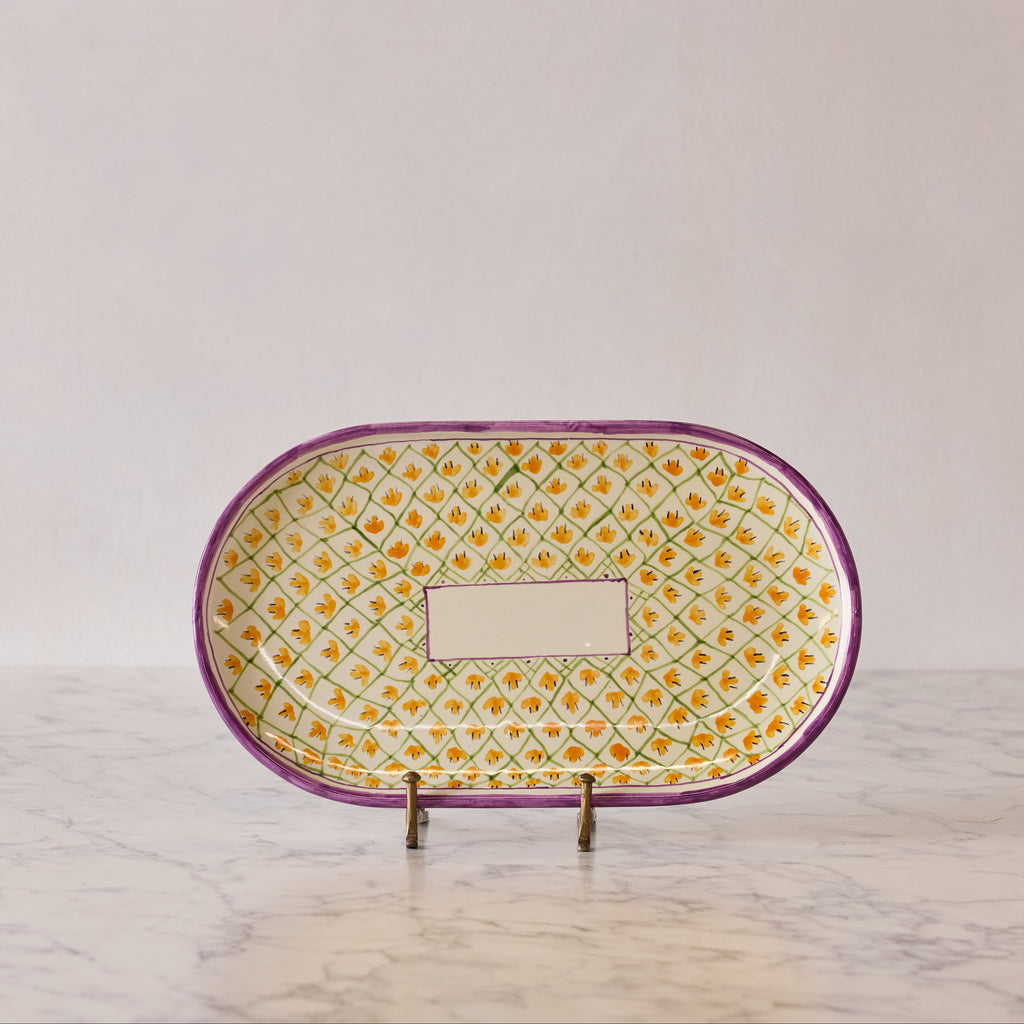 Spanish Earthenware Platter in Amethyst & Orange Vine