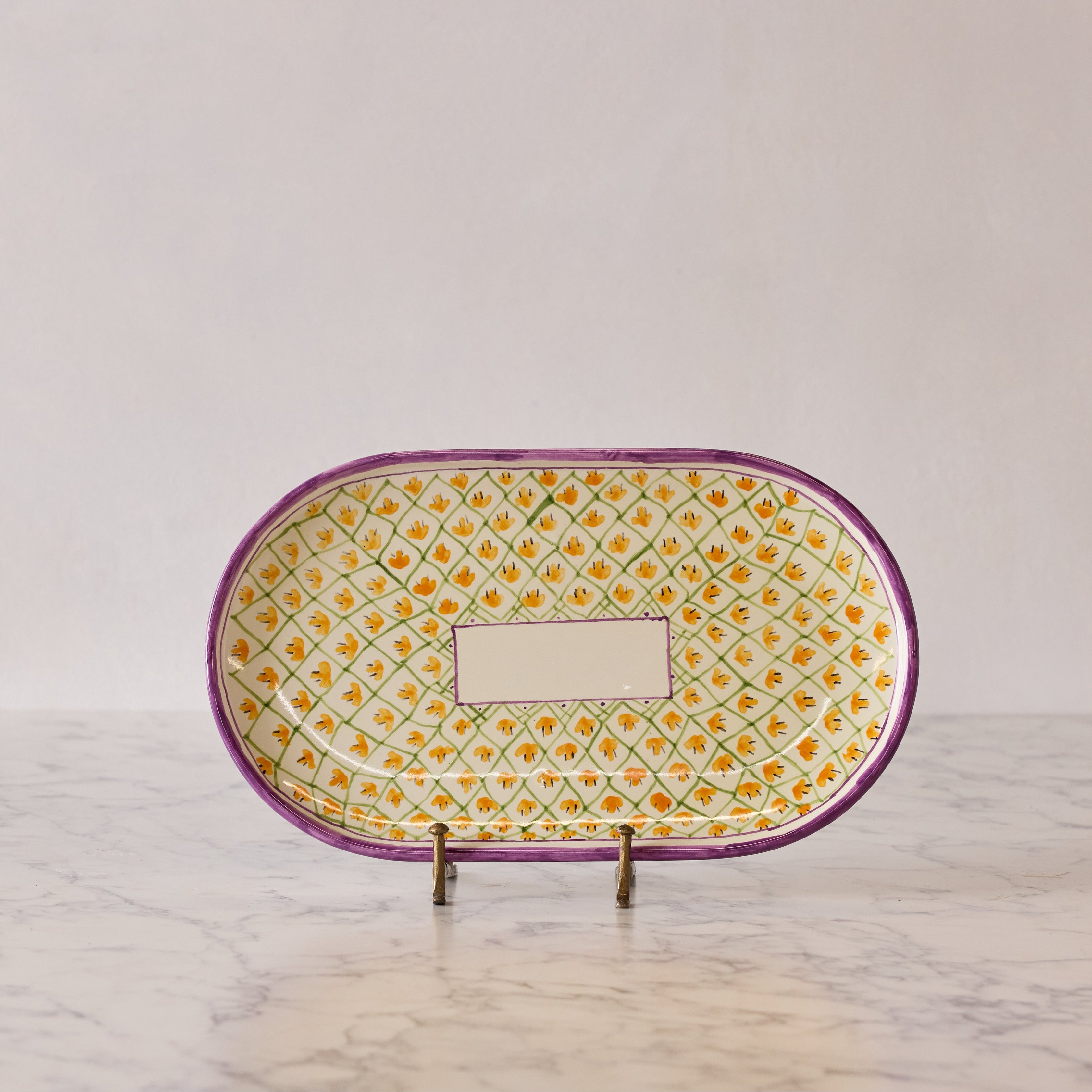 Spanish Earthenware Platter in Amethyst & Orange Vine