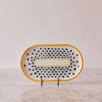 Spanish Earthenware Platter in Orange & Dark Blue
