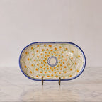 Spanish Earthenware Platter in Cobalt & Orange Vine
