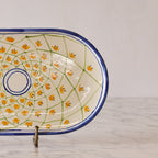 Spanish Earthenware Platter in Cobalt & Orange Vine