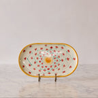 Spanish Earthenware Platter in Rose & Amber Vine