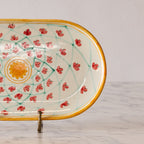 Spanish Earthenware Platter in Rose & Amber Vine