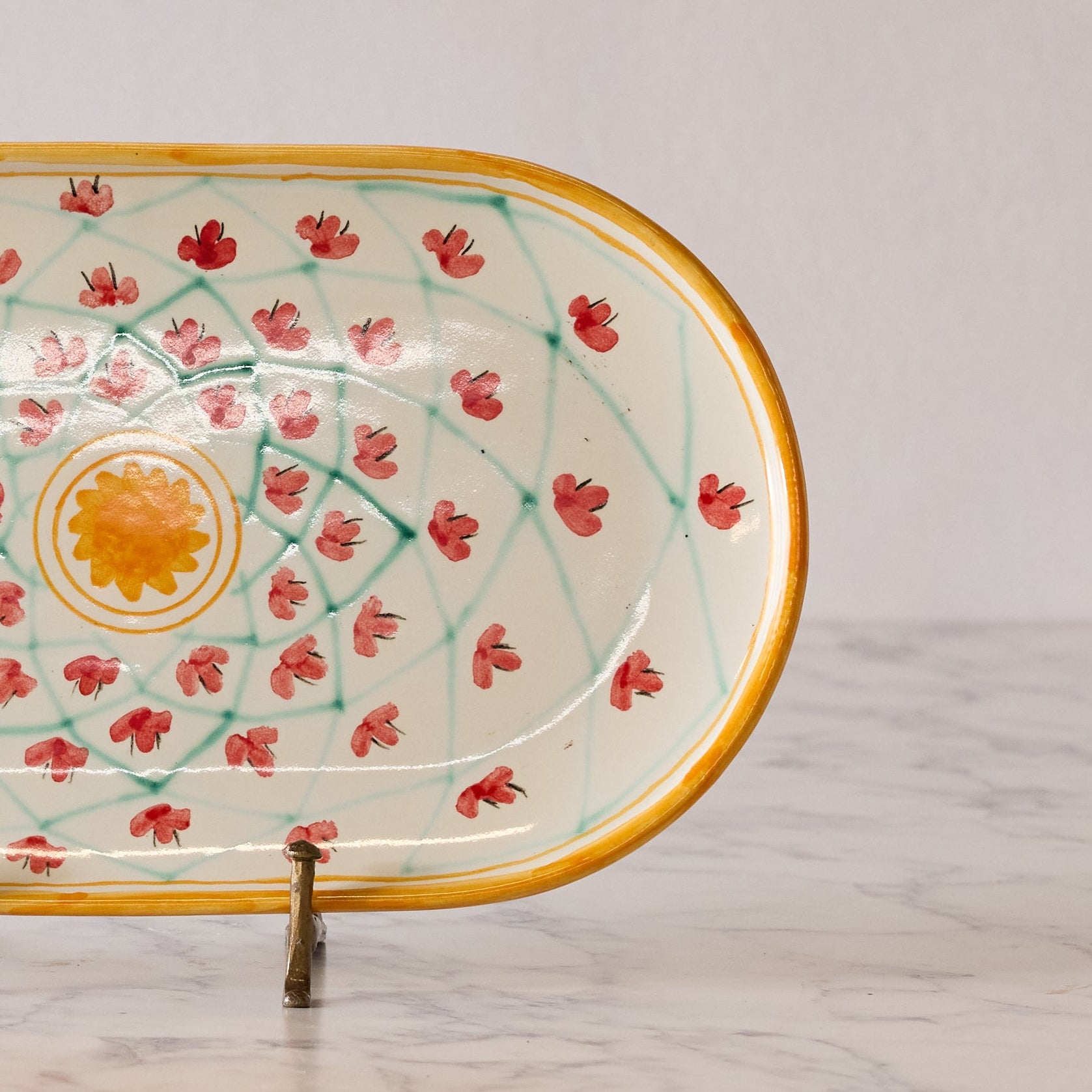 Spanish Earthenware Platter in Rose & Amber Vine