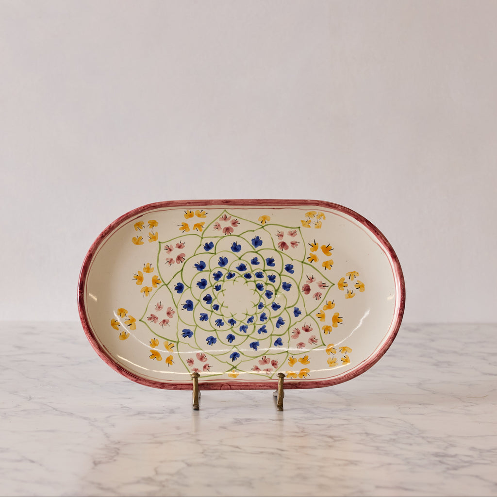 Spanish Earthenware Platter in Rose Vine