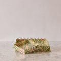 Marbled Scalloped Tray Set, Moss & Pink