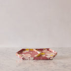 Marbled Hexagonal Tray Set, Pink & Lemon