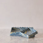 Marbled Scalloped Tray Set, Light Blue & Lemon