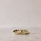 Marbled Oval Scalloped Tray Set, Moss
