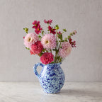 Splatterware Twist Handle Pitcher, Blue on Blue