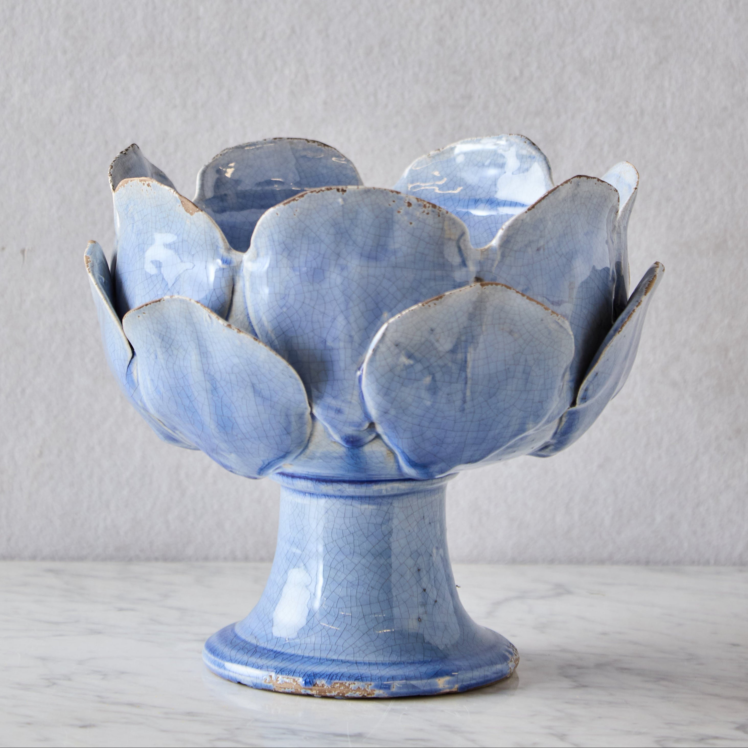 Large Ceramic Petal Vase, Blue