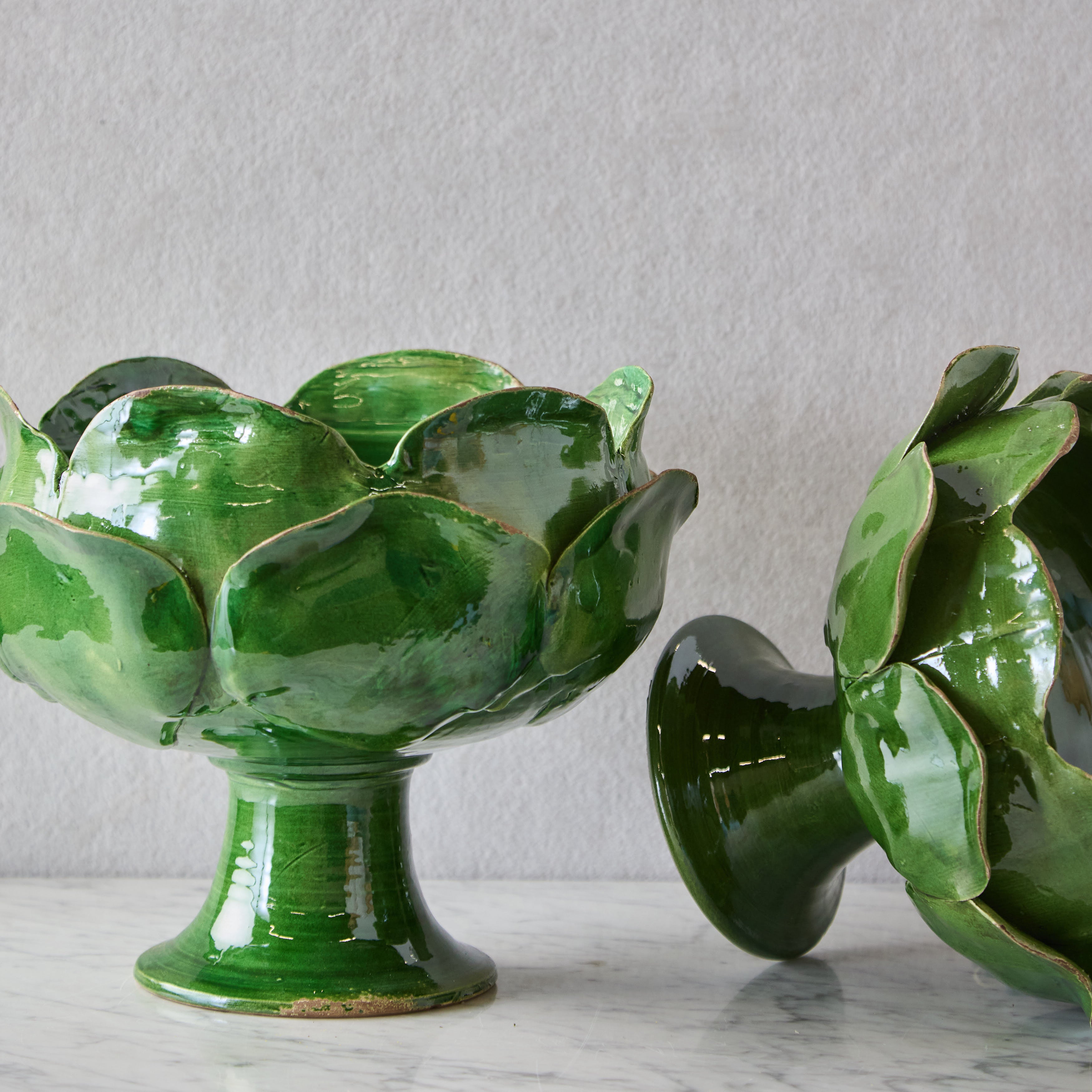 Large Ceramic Petal Vase, Green